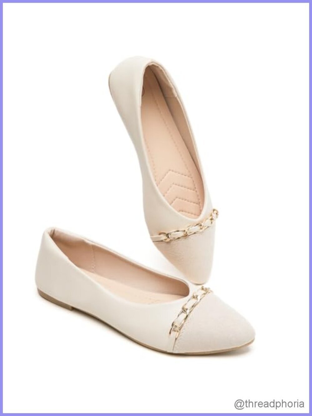 Faux Suede Ballet Flats with Stitching Design